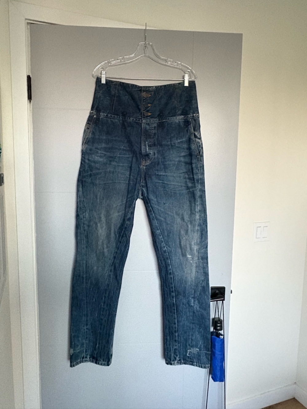 Vivienne Westwood Men's Relaxed Denim Jeans in Washed Blue